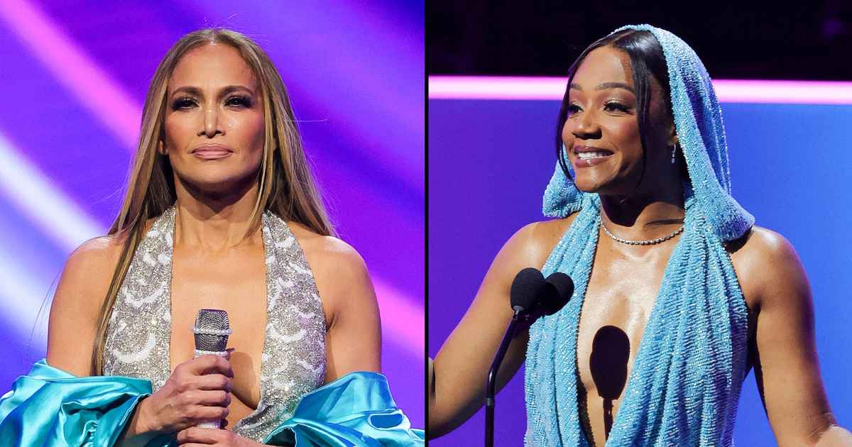 Tiffany Haddish Quips About Jennifer Lopez Being ‘Single’ and Smooching Dancers Following 2025 AMAs Kickoff