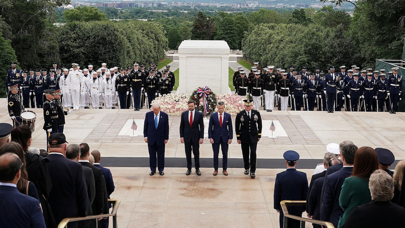 Trump Honors Memorial Day with Wreath Ceremony at Arlington National Cemetery