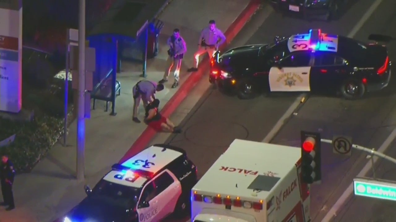 Chase concludes with arrest after suspect conceals themselves in Baldwin Park hospital parking garage.