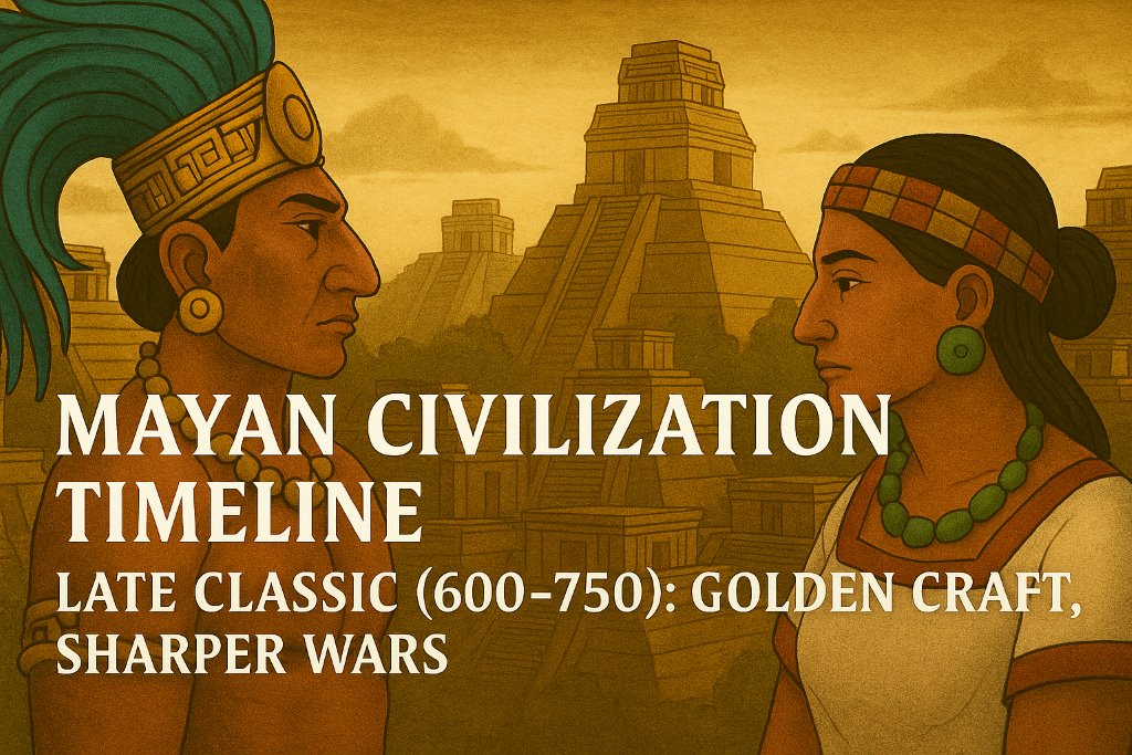 Mayan civilization timeline - Late Classic (600–750) - golden craft, sharper wars